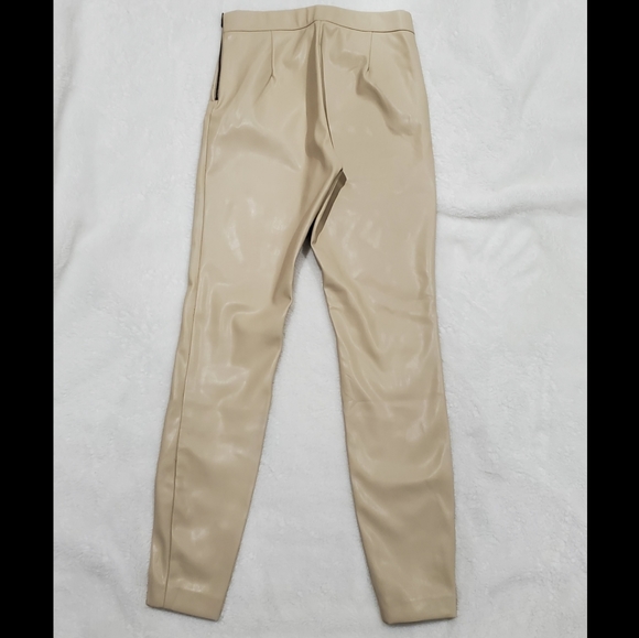 Faux Leather Cream Pants - Picture 5 of 9